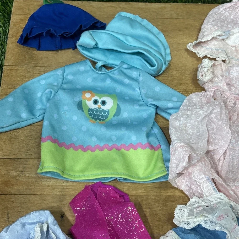 Vintage Doll Clothes Lot 11 Pc Dresses Bonnets Gowns Outfits Barbie Size Mixed